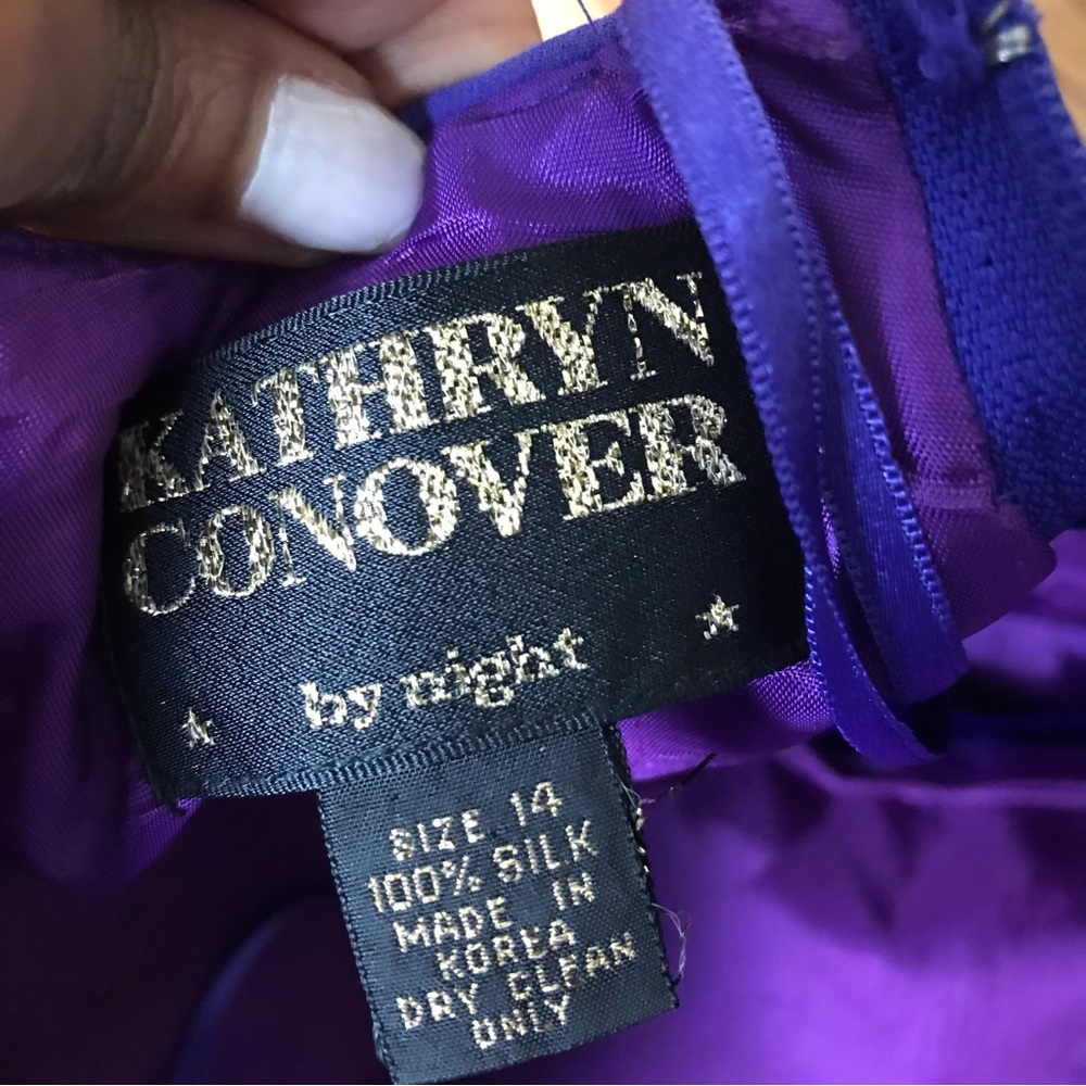 Vintage Kathryn Conover Purple Silk Strapless Dress - Picture 4 of 9